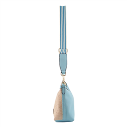 Melleni Part Leather Hand Bag in Blue