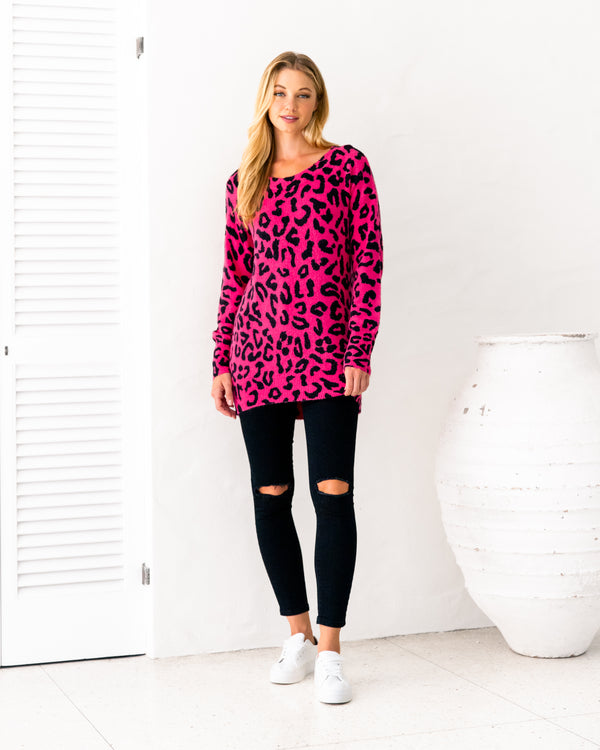 Pink Leopard Print Jumper