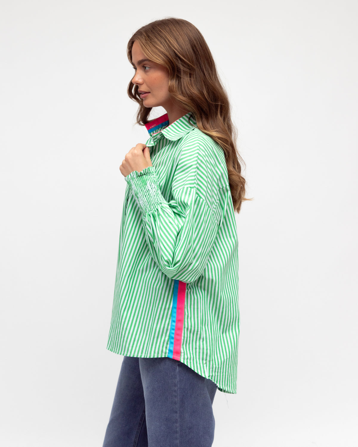 Green Stripe Shirt/Blouse