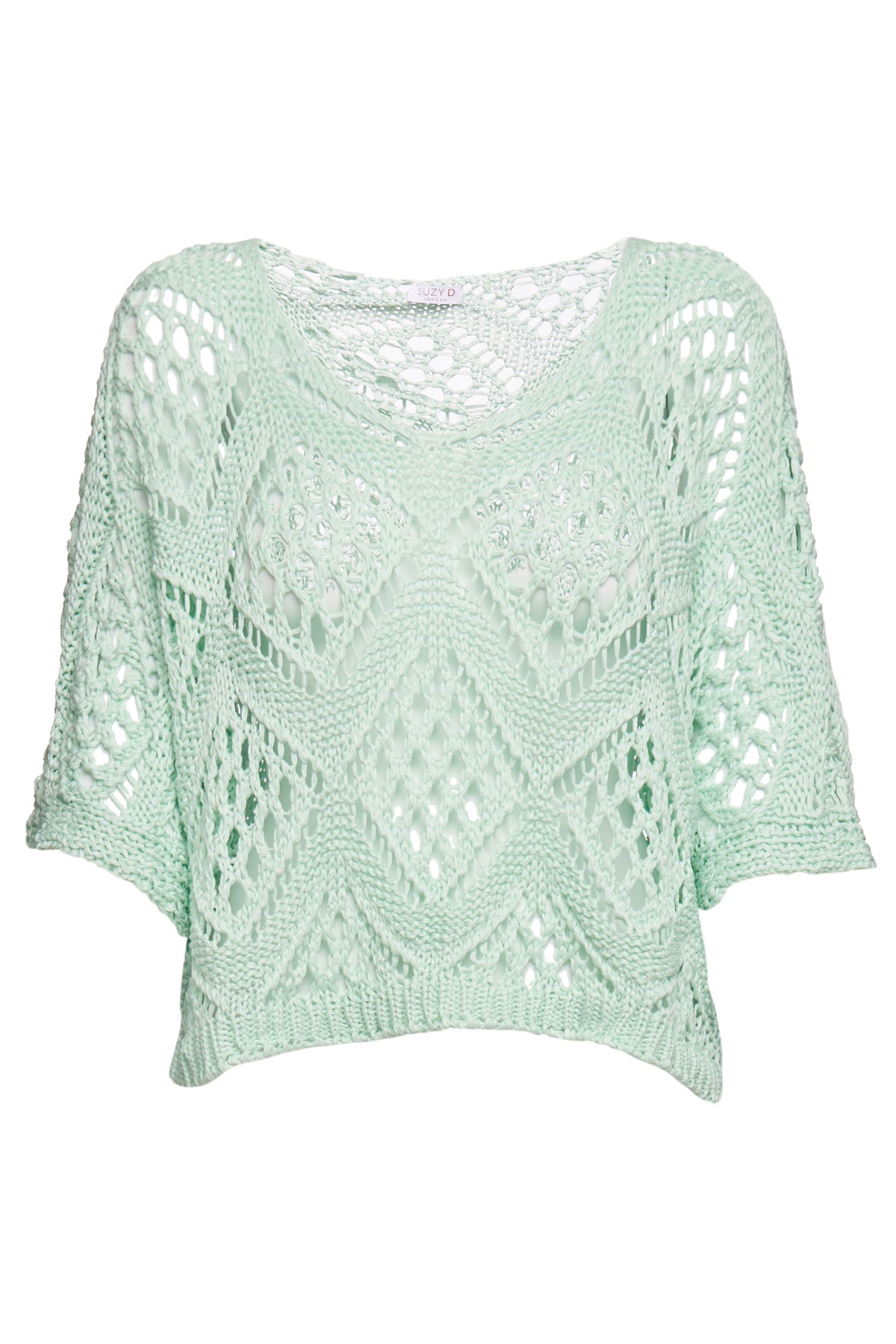 Lottie Crochet Batwing Sweater Sea Foam