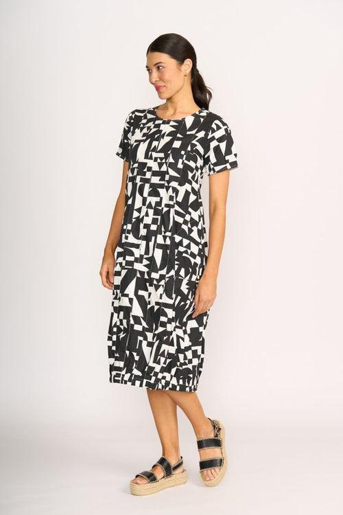 PLEATED MAXI DRESS Abstract