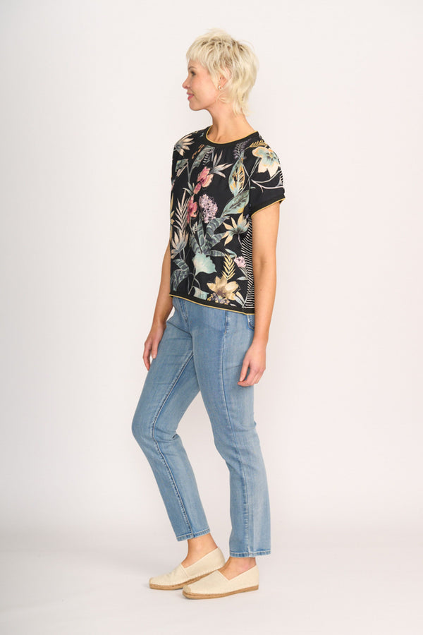 KNIT BACK, ROUND NECK TOP Botanical