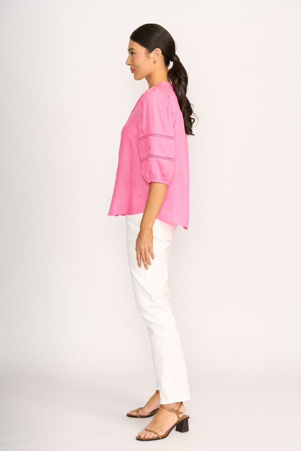 BLOUSE CHECK & LACE Pink
