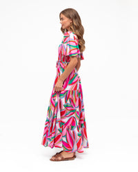 Multi Coloured White Base Tiered Dress