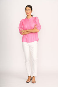 BLOUSE CHECK & LACE Pink