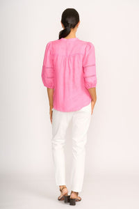 BLOUSE CHECK & LACE Pink