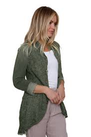 BERNIE STONEWASH MILITARY JACKET  OLIVE