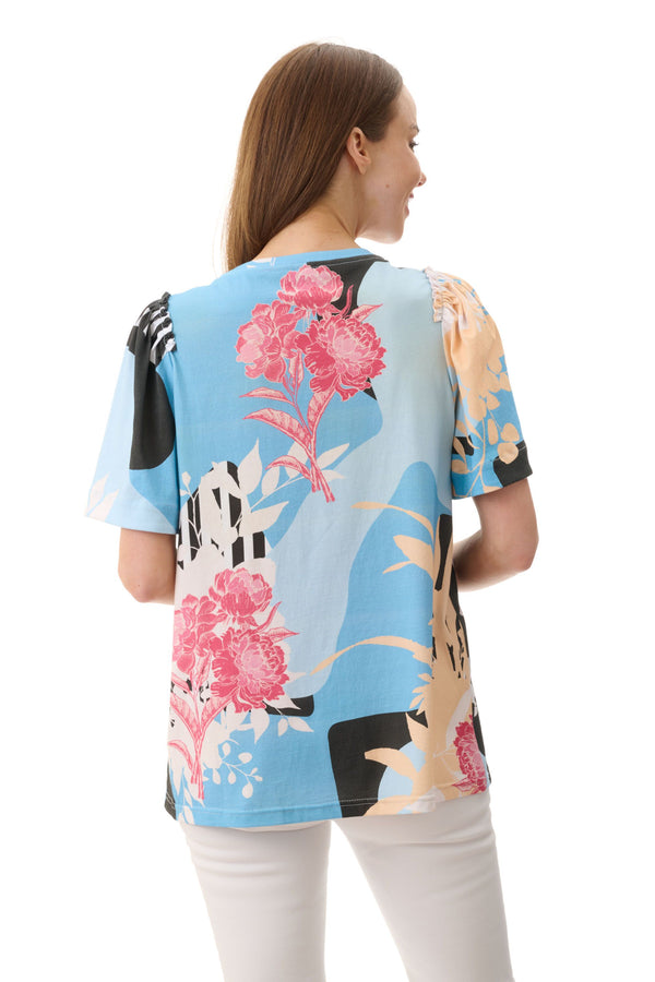 King flouce sleeve t-shirt  Aqua