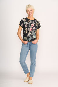KNIT BACK, ROUND NECK TOP Botanical