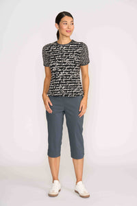 T SHIRT CONTRAST RIB Black & Ecru